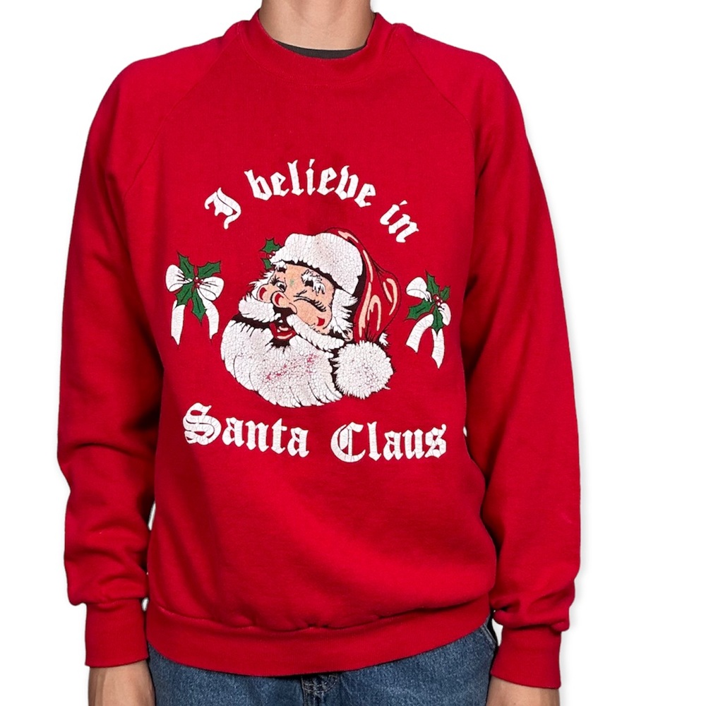 Vintage Jerzees Christmas crewneck graphic sweatshirt “I believe in Santa Clause